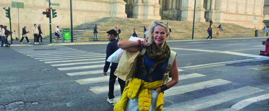 LadiesTravel Tour showing Gerda with shopping bags